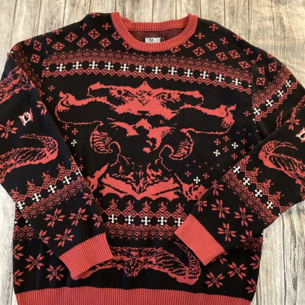 Blizzard Entertainment Gameplay Sweater Size XL Black Red Video Game Gamer Men